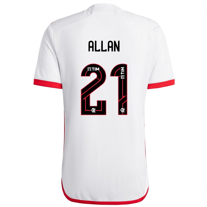 キッズフットボールAllan#21赤、白アウェイシャツ2024/25ジャージーユニフォーム