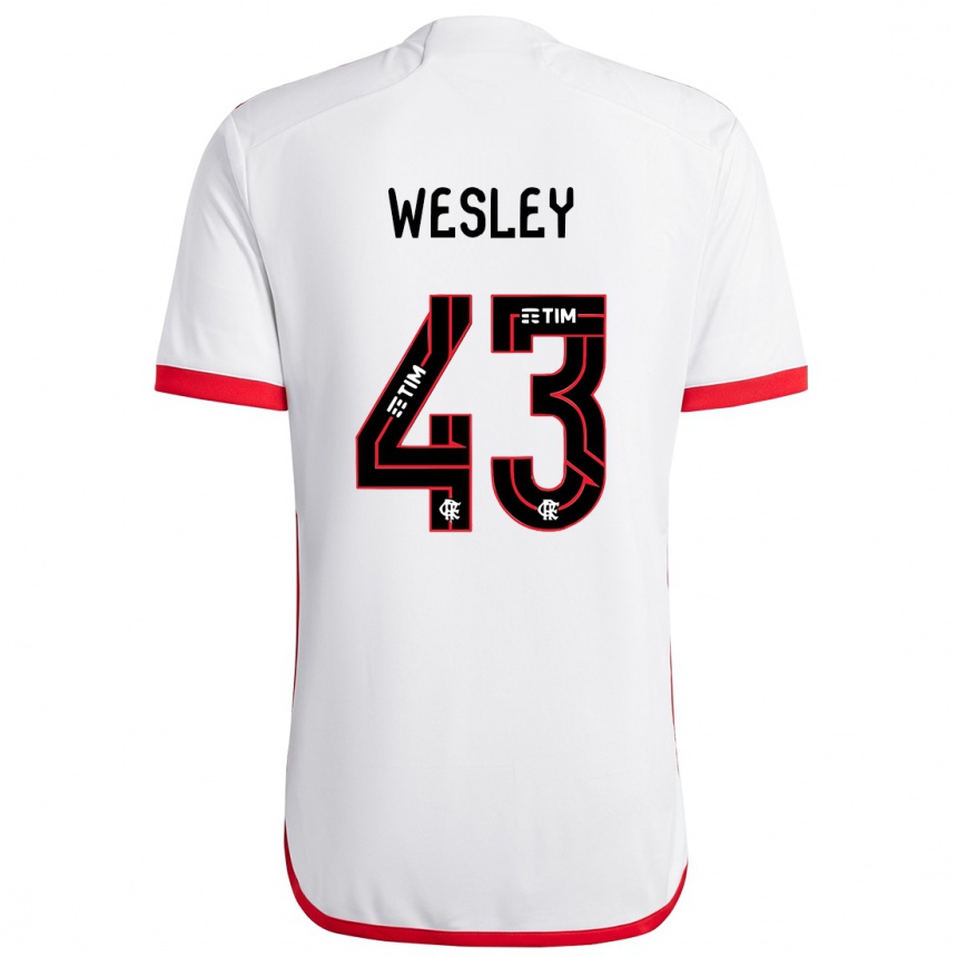 キッズフットボールWesley#43赤、白アウェイシャツ2024/25ジャージーユニフォーム