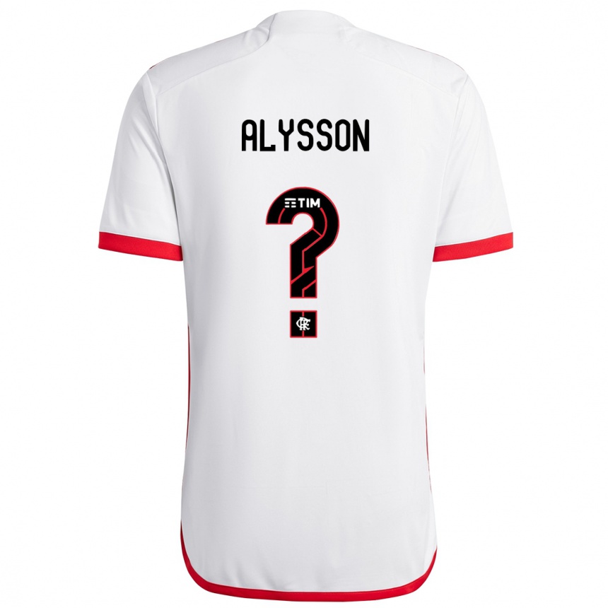 キッズフットボールAlysson#0赤、白アウェイシャツ2024/25ジャージーユニフォーム