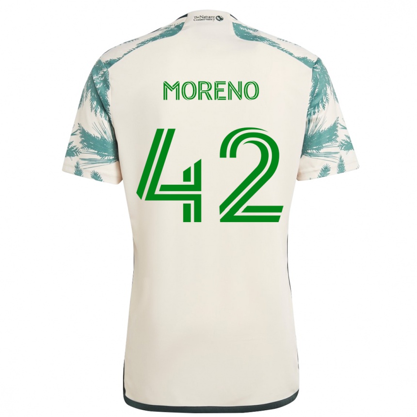 メンズフットボールAlexis Moreno#42ベージュブラウンアウェイシャツ2024/25ジャージーユニフォーム