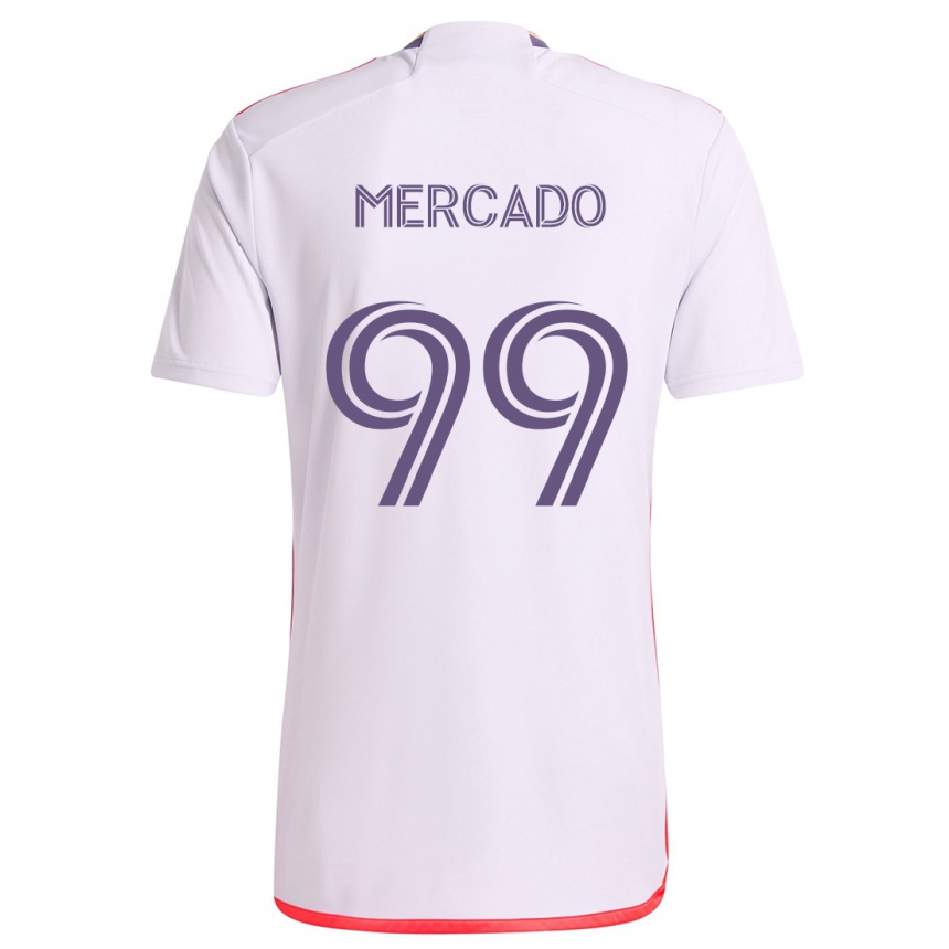 メンズフットボールCarlos Mercado#99白 赤 紫アウェイシャツ2024/25ジャージーユニフォーム