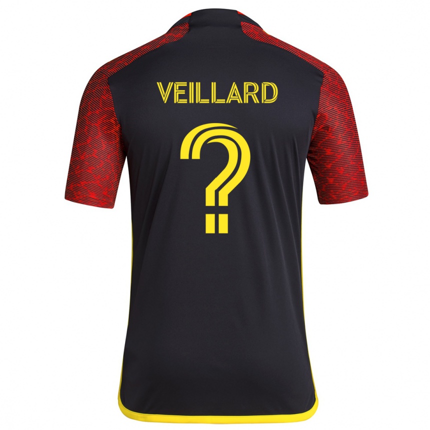 レディースフットボールEtienne Veillard#0赤、黒アウェイシャツ2024/25ジャージーユニフォーム