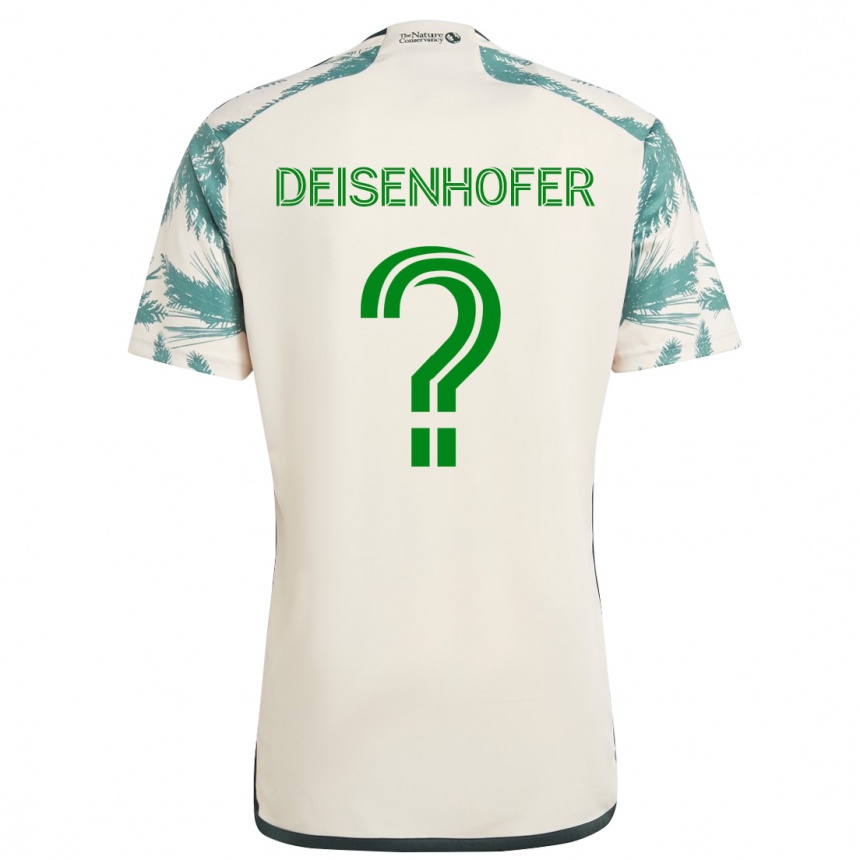 レディースフットボールMaximilian Deisenhofer#0ベージュブラウンアウェイシャツ2024/25ジャージーユニフォーム