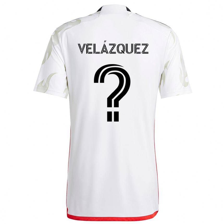 レディースフットボールOugir Velázquez#0白 赤 黒アウェイシャツ2024/25ジャージーユニフォーム