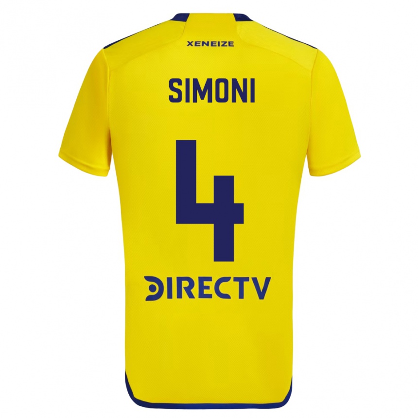 レディースフットボールTiago Simoni#4黄 青アウェイシャツ2024/25ジャージーユニフォーム