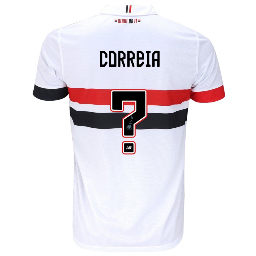 キッズフットボールArthur Correia#0白 赤 黒ホームシャツ2024/25ジャージーユニフォーム