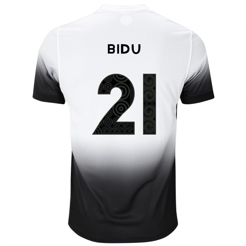 キッズフットボールMatheus Bidu#21白黒ホームシャツ2024/25ジャージーユニフォーム