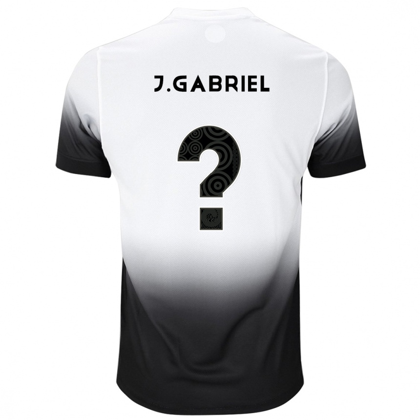 キッズフットボールJoão Gabriel#6白黒ホームシャツ2024/25ジャージーユニフォーム