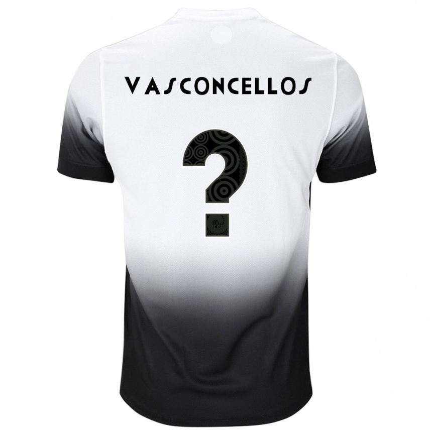 キッズフットボールCauã Vasconcellos#0白黒ホームシャツ2024/25ジャージーユニフォーム