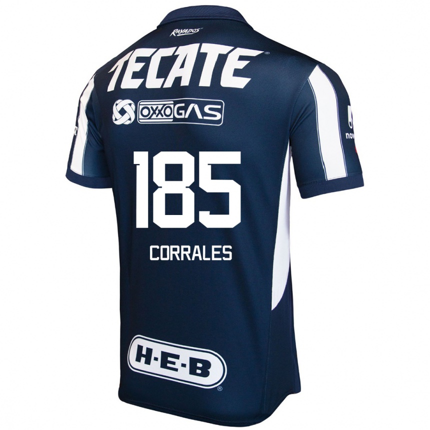 キッズフットボールÁngel Corrales#185青 赤 白ホームシャツ2024/25ジャージーユニフォーム