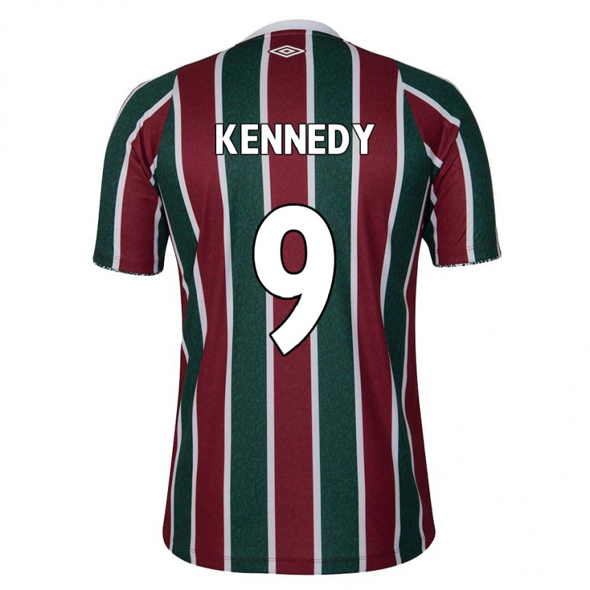 キッズフットボールJohn Kennedy#9グリーン マルーン ホワイトホームシャツ2024/25ジャージーユニフォーム