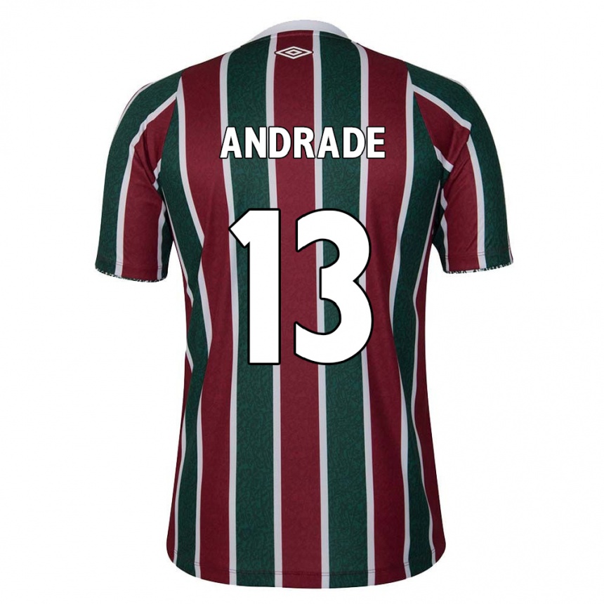 キッズフットボールFelipe Andrade#13グリーン マルーン ホワイトホームシャツ2024/25ジャージーユニフォーム