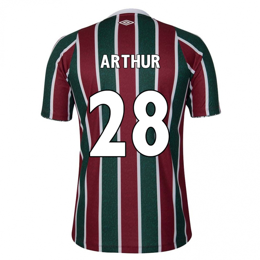 キッズフットボールArthur#28グリーン マルーン ホワイトホームシャツ2024/25ジャージーユニフォーム