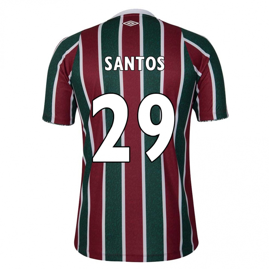 キッズフットボールThiago Santos#29グリーン マルーン ホワイトホームシャツ2024/25ジャージーユニフォーム