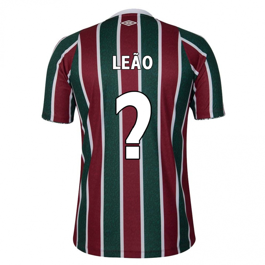 キッズフットボールCaio Leão#0グリーン マルーン ホワイトホームシャツ2024/25ジャージーユニフォーム