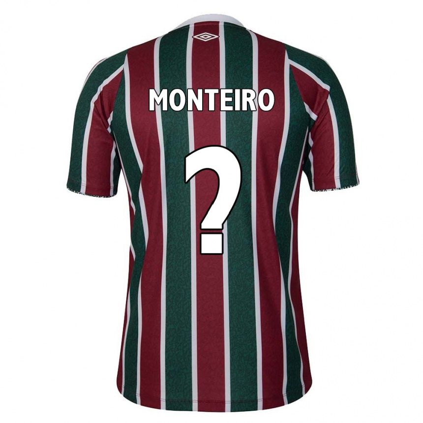 キッズフットボールRafael Monteiro#0グリーン マルーン ホワイトホームシャツ2024/25ジャージーユニフォーム