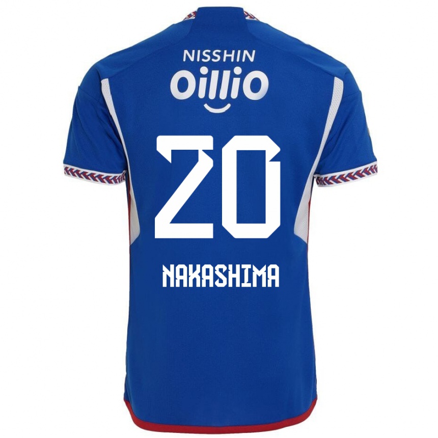 キッズフットボールRikuto Nakashima#20青 白 赤ホームシャツ2024/25ジャージーユニフォーム