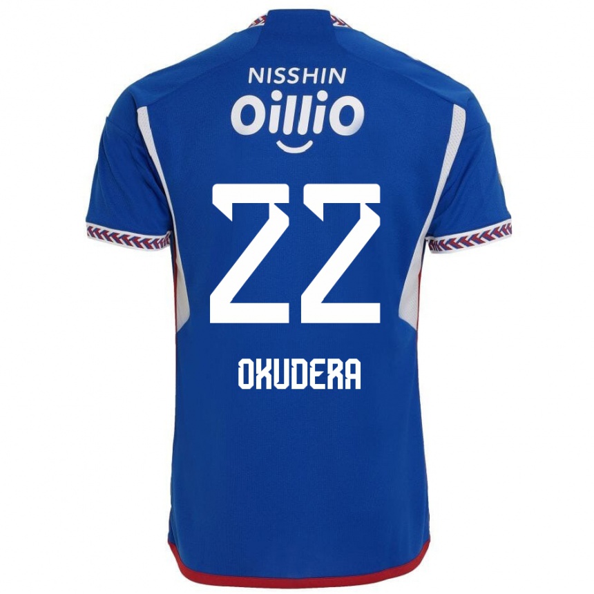 キッズフットボールMinato Okudera#22青 白 赤ホームシャツ2024/25ジャージーユニフォーム