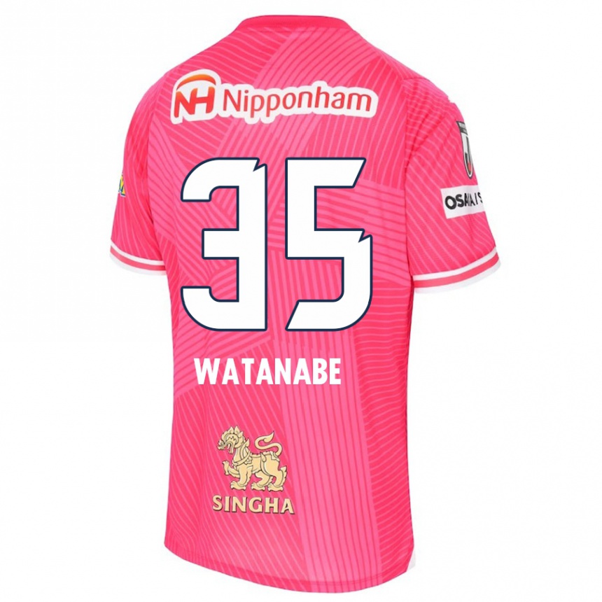 キッズフットボールRyo Watanabe#35ピンク ホワイトホームシャツ2024/25ジャージーユニフォーム