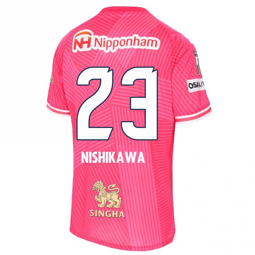 キッズフットボールHiroki Nishikawa#23ピンク ホワイトホームシャツ2024/25ジャージーユニフォーム