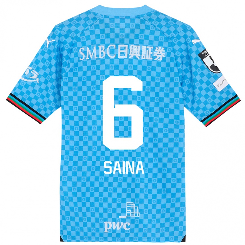 キッズフットボールYuta Saina#6アズールブルーホームシャツ2024/25ジャージーユニフォーム