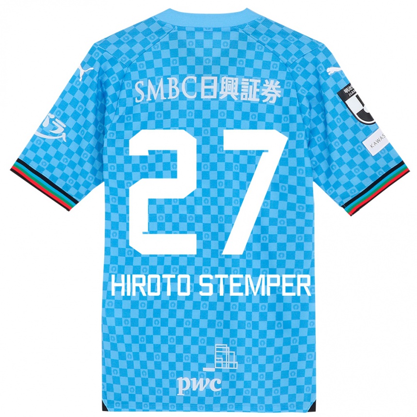 キッズフットボールLuka Hiroto Stemper#27アズールブルーホームシャツ2024/25ジャージーユニフォーム