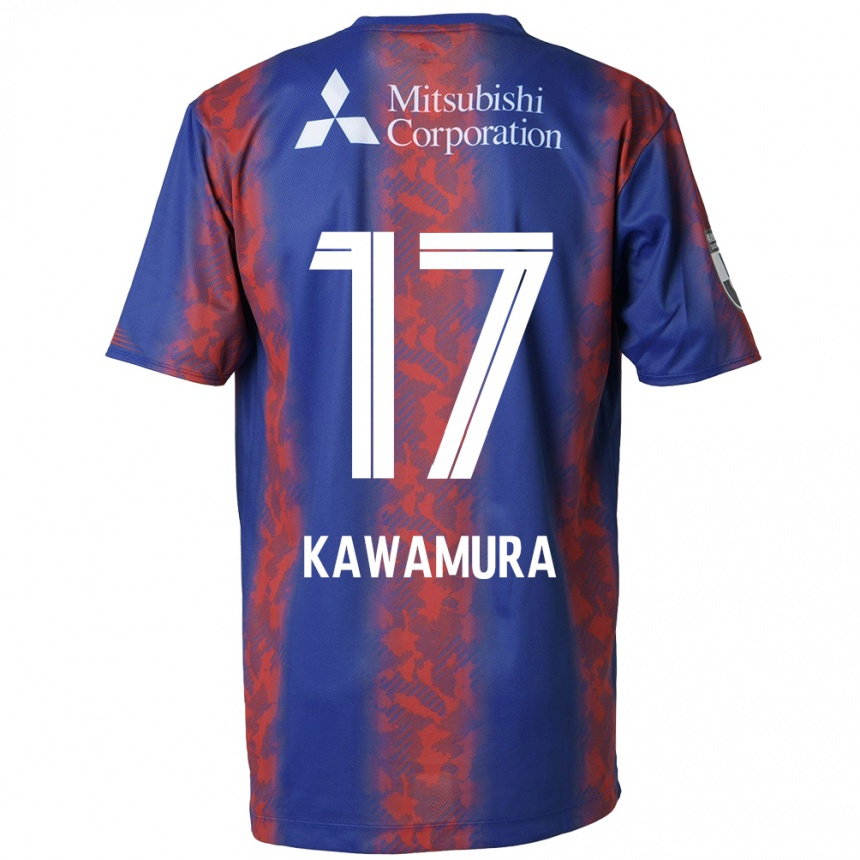 キッズフットボールRiku Kawamura#17青 赤ホームシャツ2024/25ジャージーユニフォーム