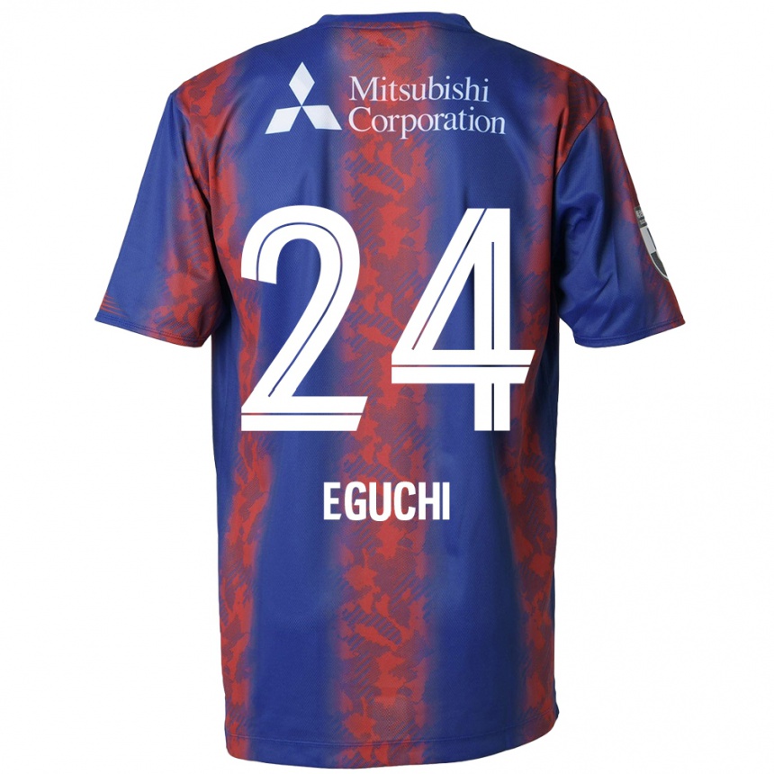 キッズフットボールKaito Eguchi#24青 赤ホームシャツ2024/25ジャージーユニフォーム