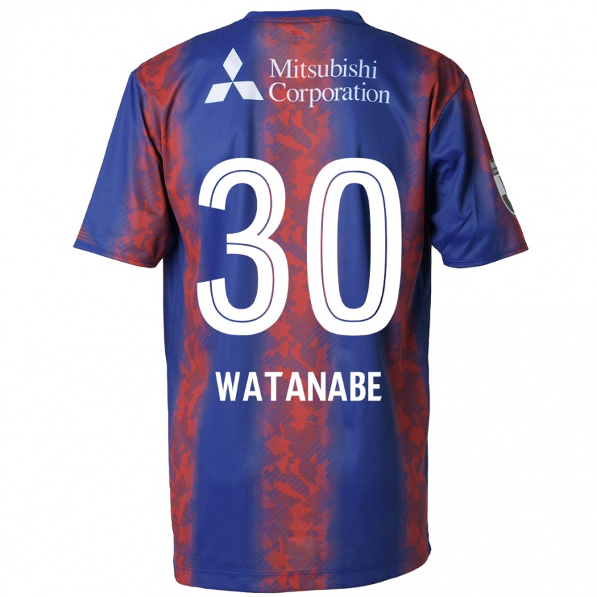 キッズフットボールMatthew Watanabe#30青 赤ホームシャツ2024/25ジャージーユニフォーム