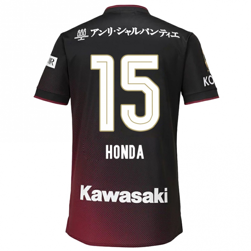 キッズフットボールYuki Honda#15ブラックレッドホームシャツ2024/25ジャージーユニフォーム