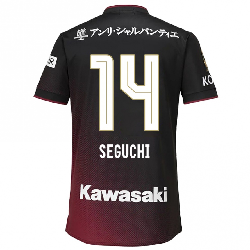 キッズフットボールTaiga Seguchi#14ブラックレッドホームシャツ2024/25ジャージーユニフォーム