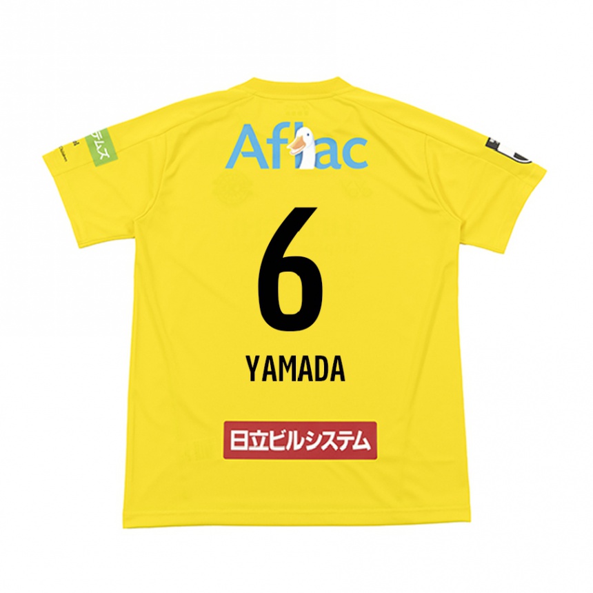 キッズフットボールYuto Yamada#6イエロー ブラックホームシャツ2024/25ジャージーユニフォーム