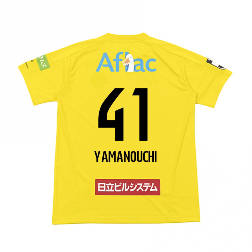 キッズフットボールYusei Yamanouchi#41イエロー ブラックホームシャツ2024/25ジャージーユニフォーム