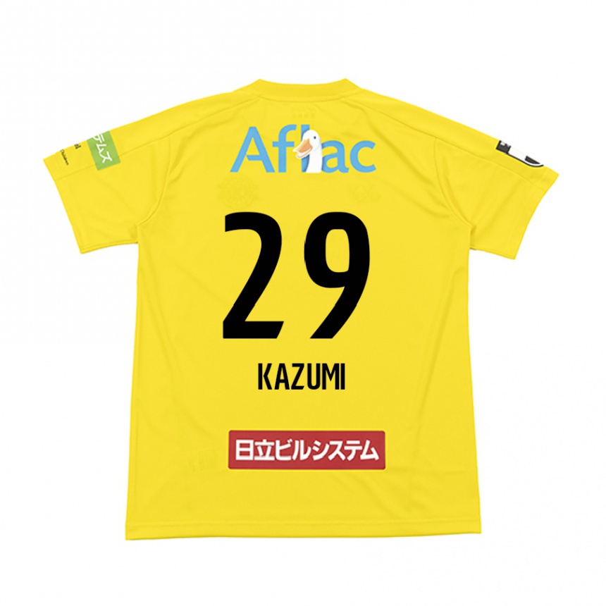 キッズフットボールTakuto Kazumi#29イエロー ブラックホームシャツ2024/25ジャージーユニフォーム