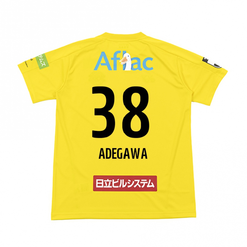 キッズフットボールKoa Adegawa#38イエロー ブラックホームシャツ2024/25ジャージーユニフォーム