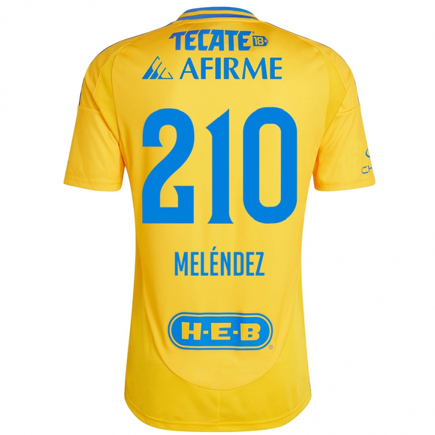 キッズフットボールMarcelo Meléndez#210ゴールドイエローホームシャツ2024/25ジャージーユニフォーム