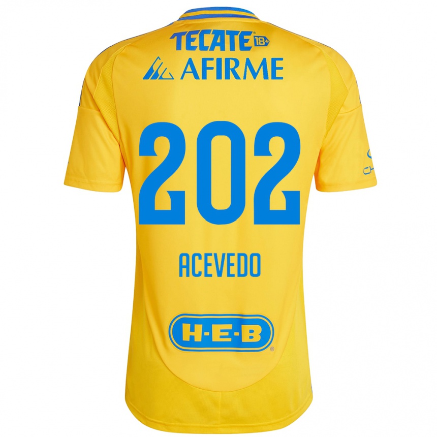 キッズフットボールJosé Acevedo#202ゴールドイエローホームシャツ2024/25ジャージーユニフォーム