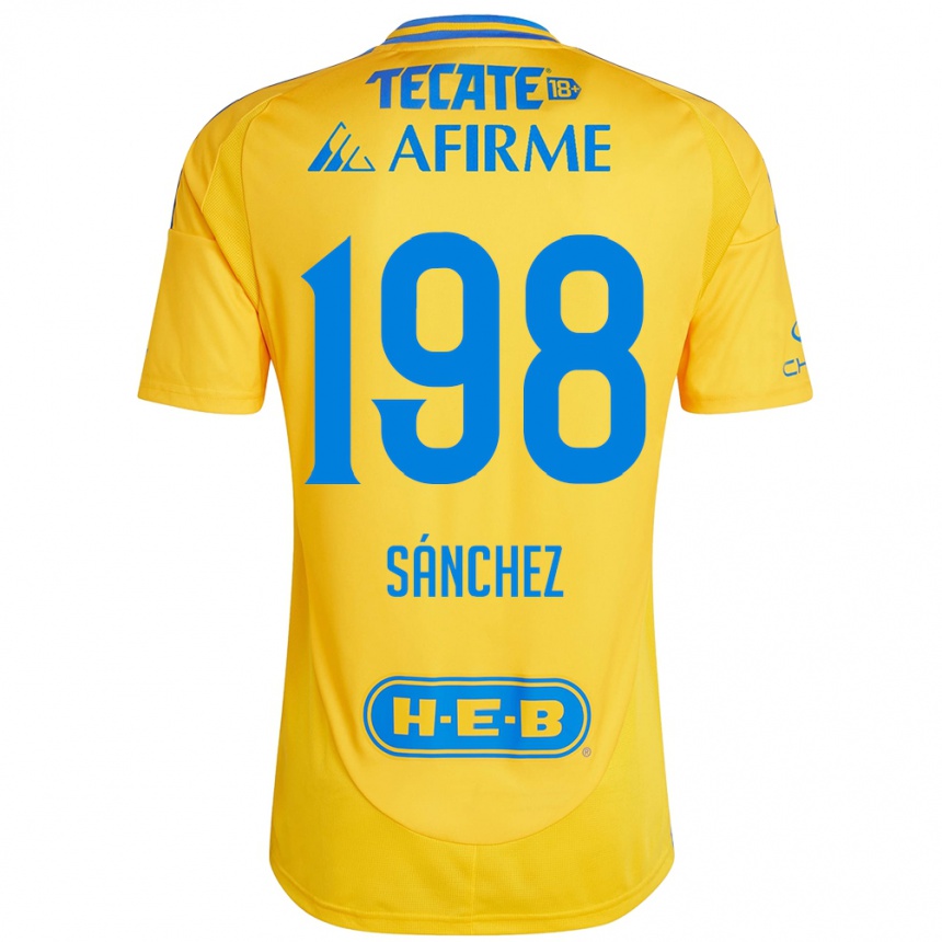 キッズフットボールDiego Sánchez#198ゴールドイエローホームシャツ2024/25ジャージーユニフォーム