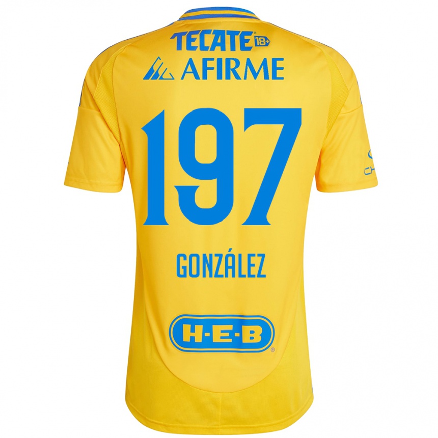 キッズフットボールGermán González#197ゴールドイエローホームシャツ2024/25ジャージーユニフォーム