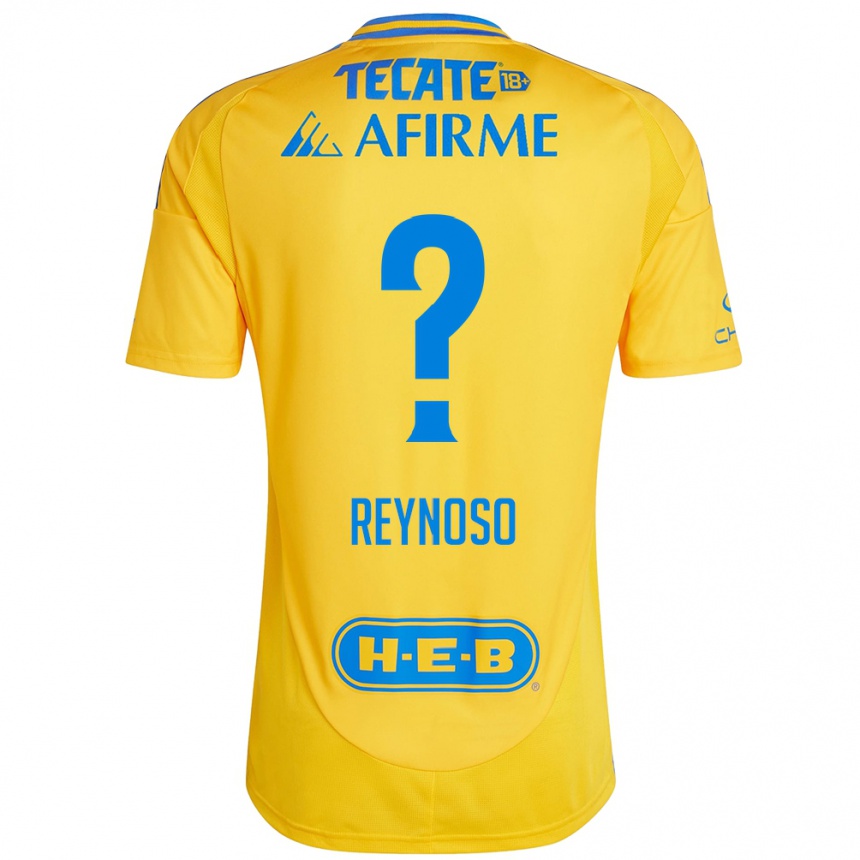 キッズフットボールOmar Reynoso#0ゴールドイエローホームシャツ2024/25ジャージーユニフォーム