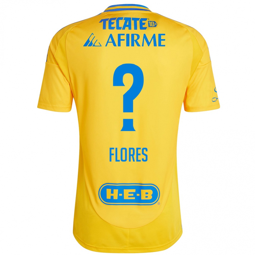 キッズフットボールHernán Flores#0ゴールドイエローホームシャツ2024/25ジャージーユニフォーム