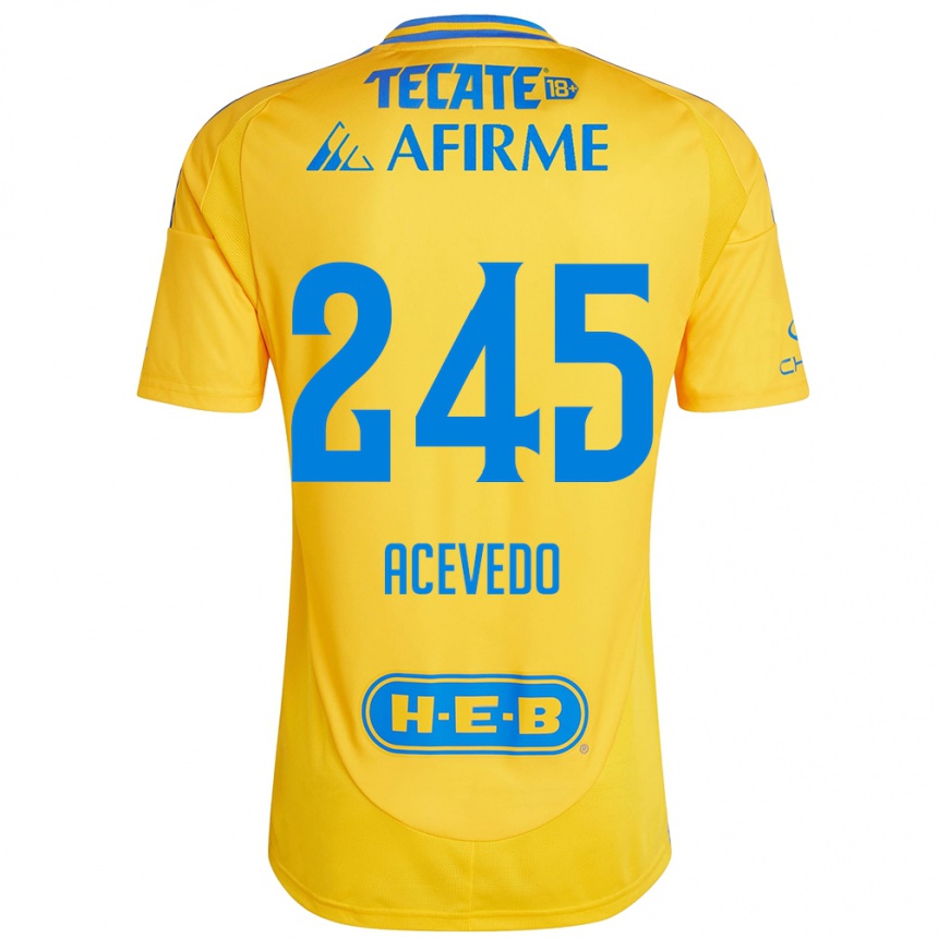 キッズフットボールKevin Acevedo#245ゴールドイエローホームシャツ2024/25ジャージーユニフォーム