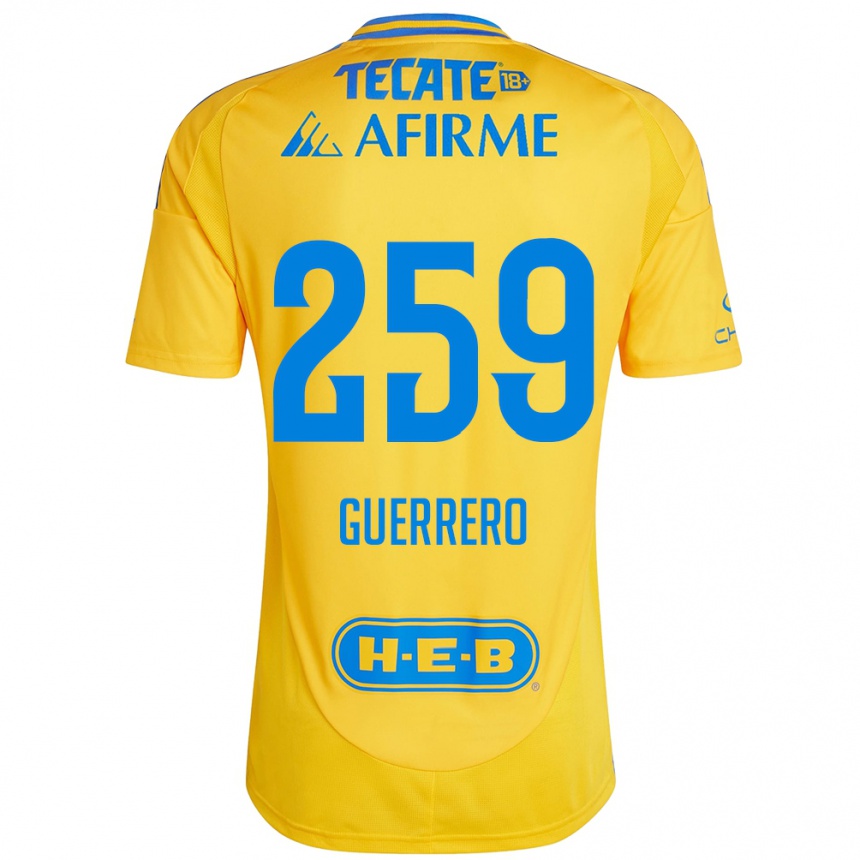 キッズフットボールErick Guerrero#259ゴールドイエローホームシャツ2024/25ジャージーユニフォーム