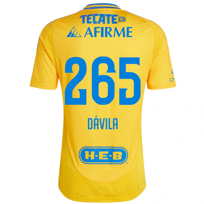 キッズフットボールEmiliano Dávila#265ゴールドイエローホームシャツ2024/25ジャージーユニフォーム