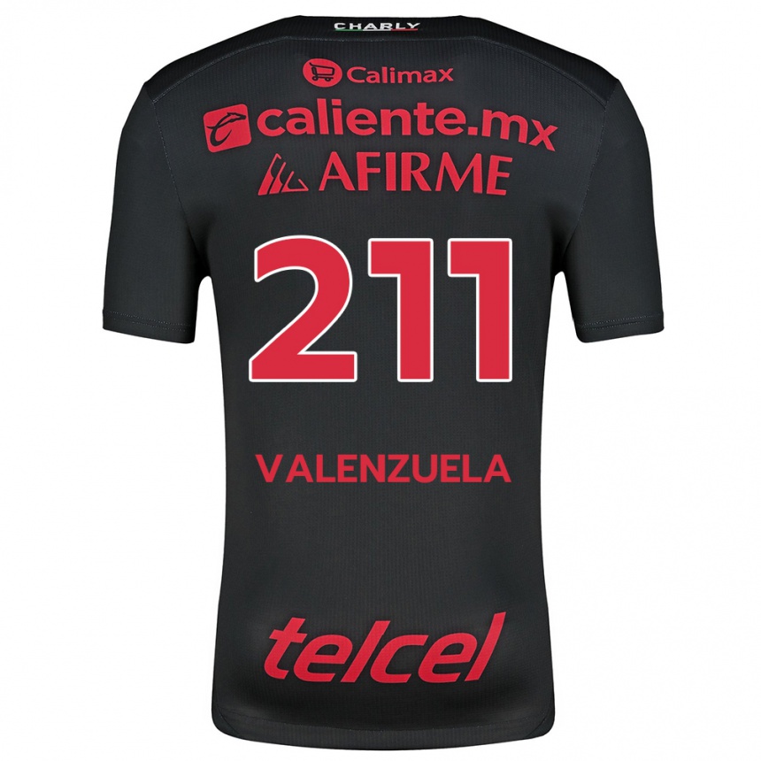 キッズフットボールAldieri Valenzuela#211ブラックレッドホームシャツ2024/25ジャージーユニフォーム