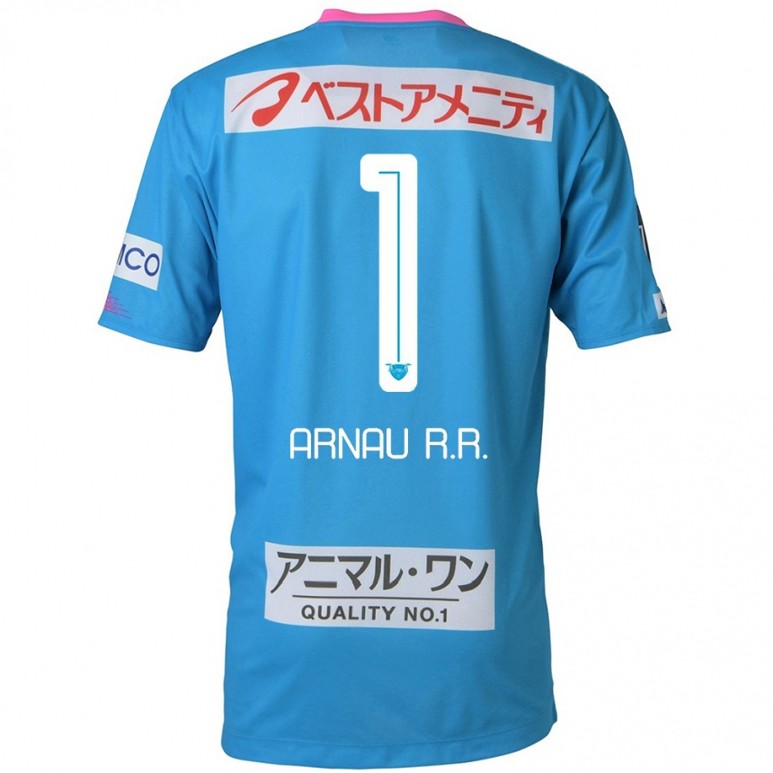 キッズフットボールArnau Riera#1ブルー ピンクホームシャツ2024/25ジャージーユニフォーム