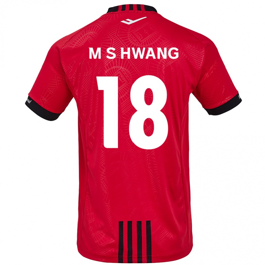 キッズフットボールSeong-Min Hwang#18赤、黒ホームシャツ2024/25ジャージーユニフォーム