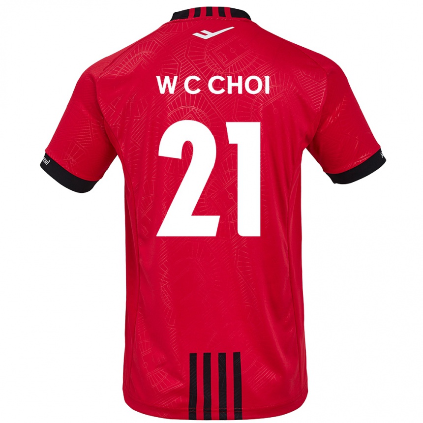 キッズフットボールCheol-Won Choi#21赤、黒ホームシャツ2024/25ジャージーユニフォーム