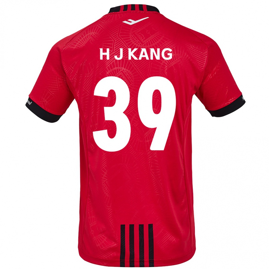 キッズフットボールJu-Hyeok Kang#39赤、黒ホームシャツ2024/25ジャージーユニフォーム