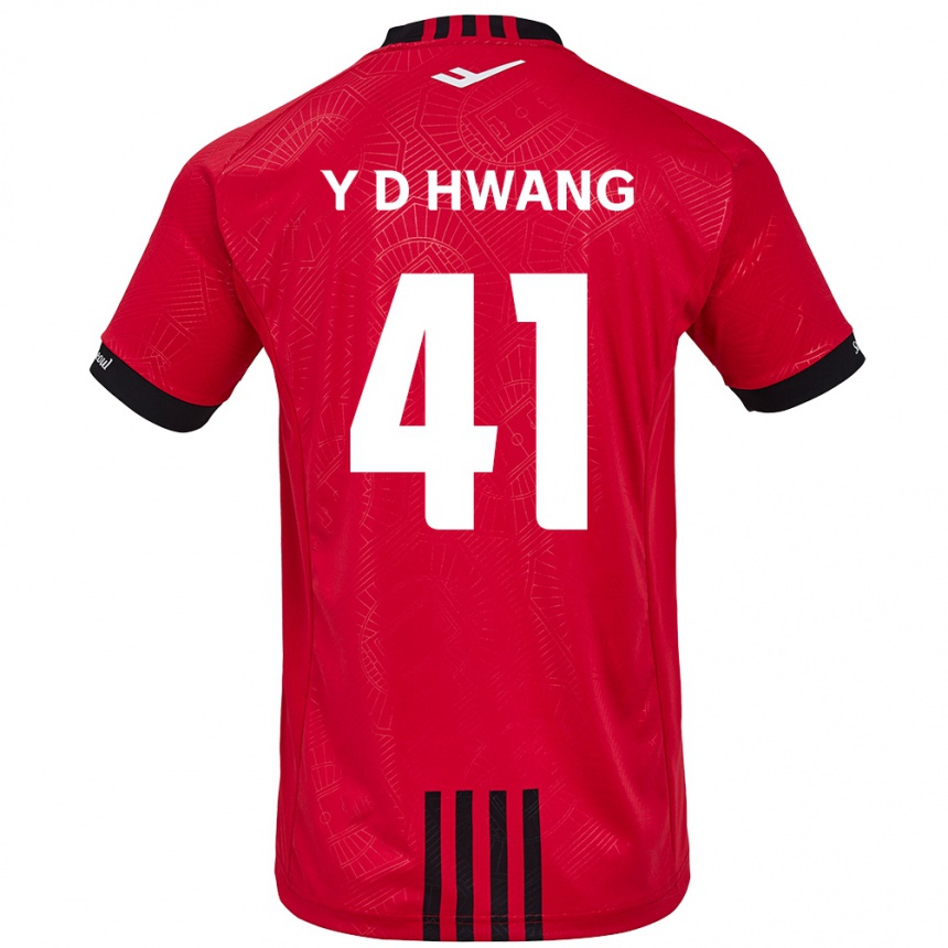 キッズフットボールDo-Yoon Hwang#41赤、黒ホームシャツ2024/25ジャージーユニフォーム